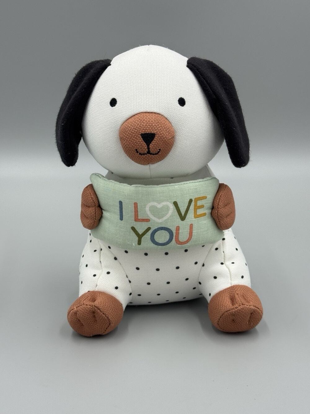 Pillowfort "I LOVE YOU" Plush Puppy Dog 8 Inch Stuffed Polka Dots